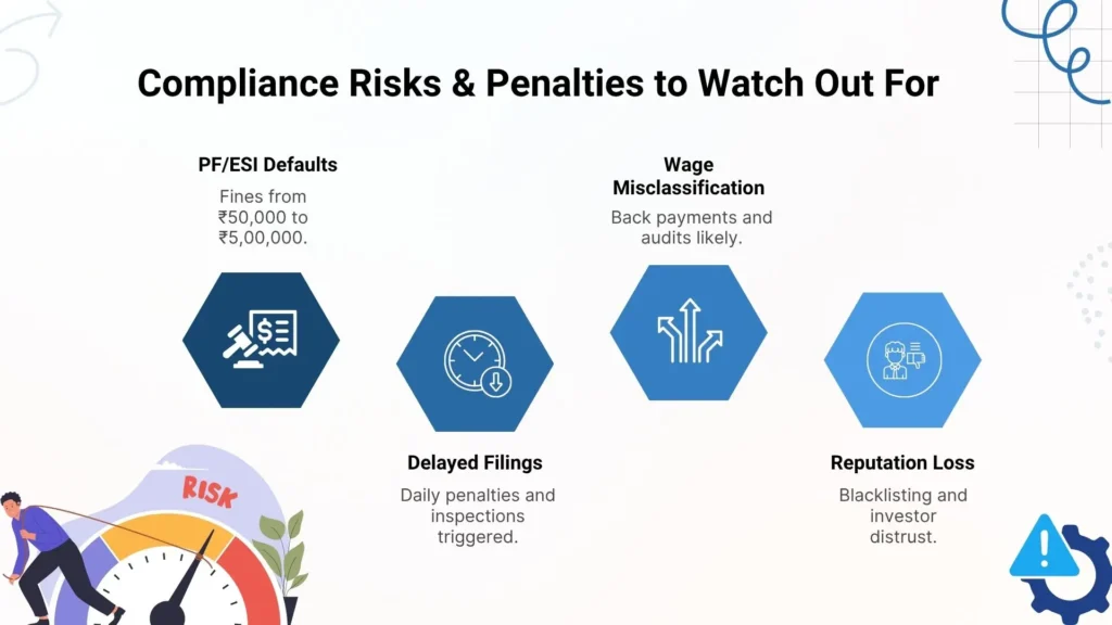 Compliance infographic highlighting major legal risks for employers.